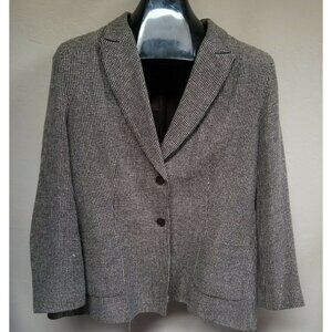 Vintage Jaeger Womens Two-Button Tweed Blazer Jacket Brown Black Business Casual